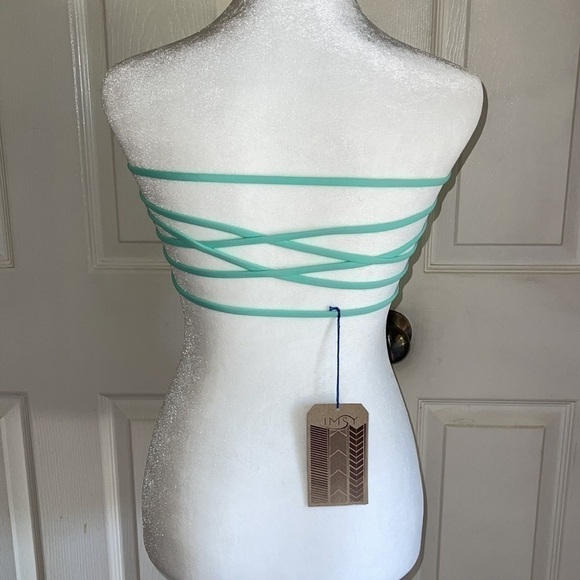 NWT Imsy Light Teal Bri Strappy Bandeau Swim Top - Picture 4 of 6